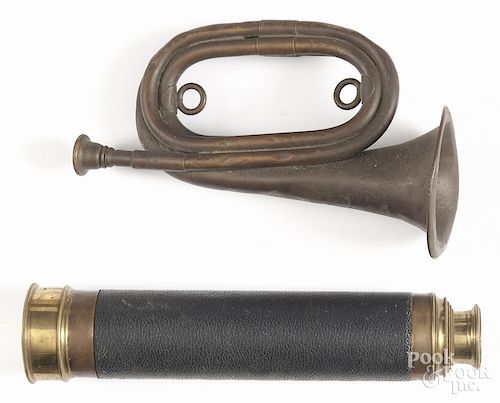 McCallister & Brothers brass and leather four draw telescope, late 19th c., 10 1/2'' l.