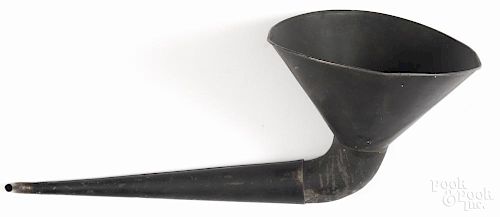 Tin hearing aid trumpet, 19th c., 14'' l.