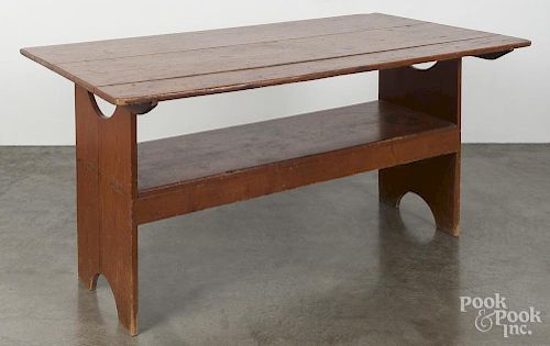 Pennsylvania pine bench table, 19th c., 29'' h., 60'' w., 32 1/2'' d.