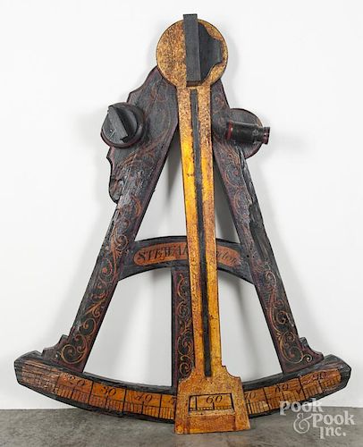 Massive carved and painted pine English octant trade sign, 20th c., 62 1/2'' h., 52'' w.