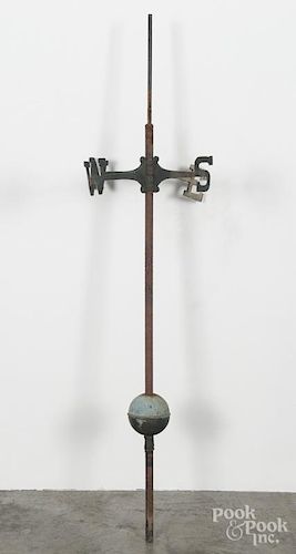 Iron and copper weathervane directionals, late 19th c., 50'' h.