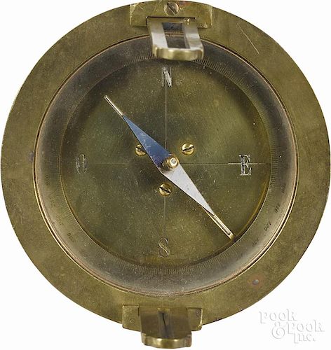 Brass railroad compass with a tripod, 31 1/2'' h.