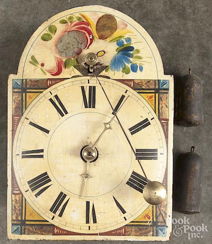 Wooden wag on the wall clock, 19th c., 13'' h., 9'' w.