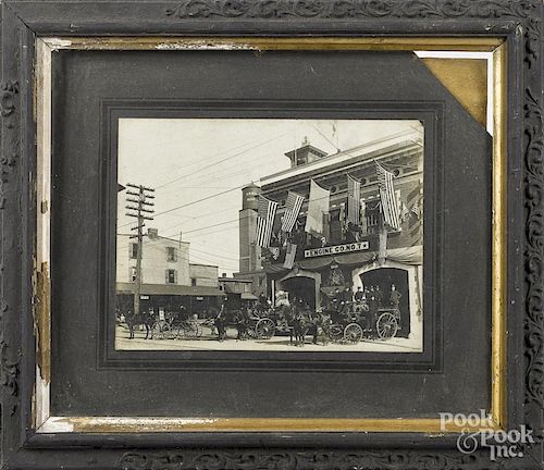 Photograph of a horse drawn fire department, early 20th c., Engine Co. no. 7, 6 1/4'' x 8''.