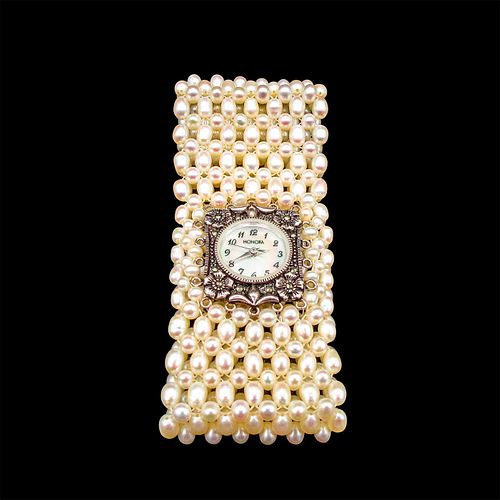 Honora Cultured Pearl and Sterling Silver Watch