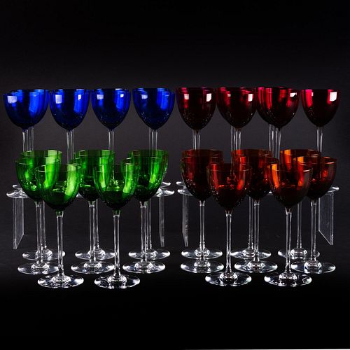 Set of Baccarat Colored Wine Glasses