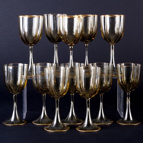 Group of Gilt-Decorated Wine Glasses, Probably Austrian
