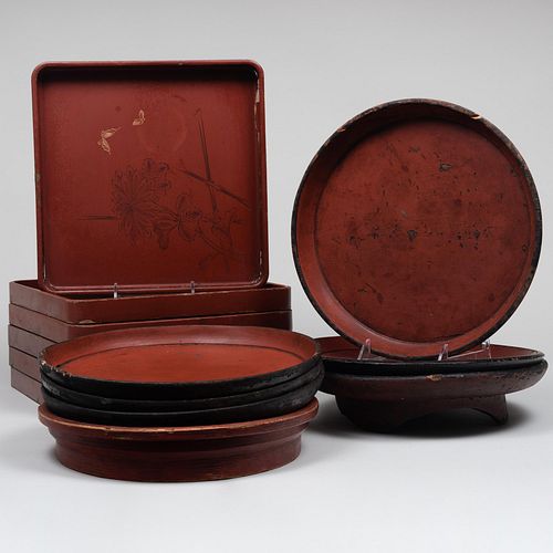 Group of Asian Lacquer Trays