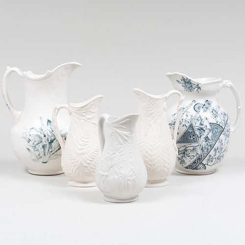 Group of Five English Porcelain Pitchers