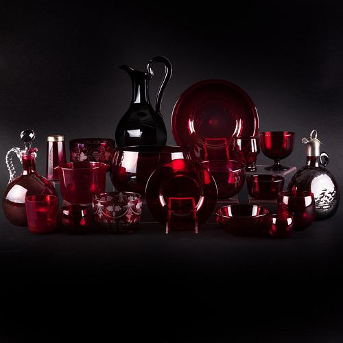 Large Group of Ruby Glassware
