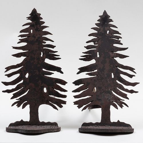 Pair of Pine Tree Form Andirons