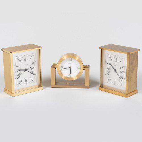Three Tiffany & Co. Brass Desk Clocks