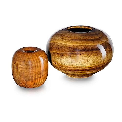 ED AND MATT MOULTHROP Two turned wood vessels