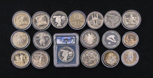 Collection of 18 Silver Commemorative Coins