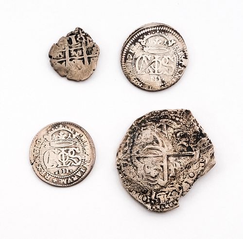 4 Spanish Colonial Silver Coins - Pirate Treasure