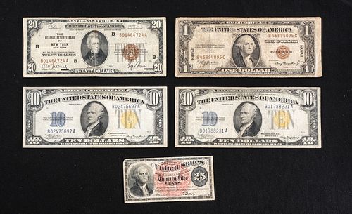 5 pcs - Rare U.S. Paper Currency