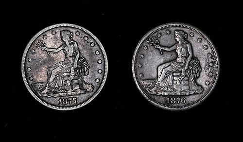 Two U.S. Trade Dollars - 1876-S, 1877
