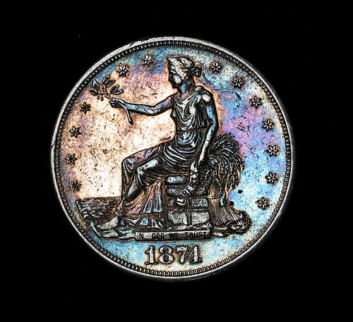 1874-S U.S. Trade Dollar - Rainbow Toning