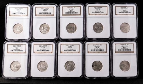 Ten 2005 and 2006 25C State Quarters NGC
