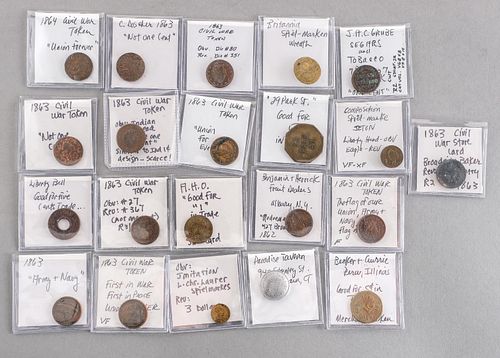 Collection of 21 Civil War and Other Tokens