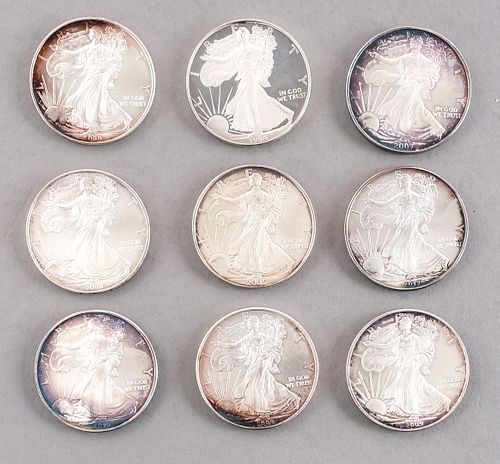 9 American Silver Eagle 1 OZ Coins