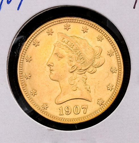 1907 $10 Liberty Head Eagle Gold Coin