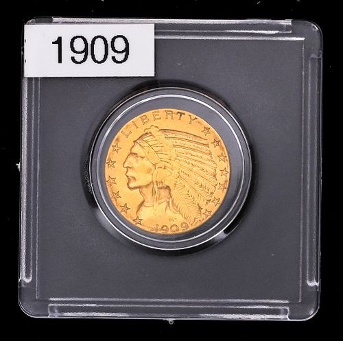 1909-D $5 Indian Head Half Eagle Gold Coin