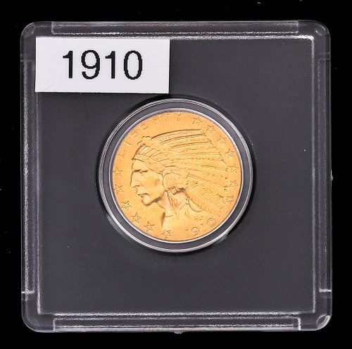 1910 $5 Indian Head Half Eagle Gold Coin