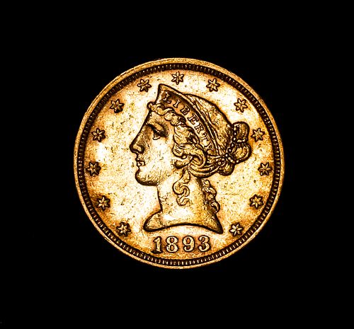 1893 $5 Liberty Head Half Eagle Gold Coin