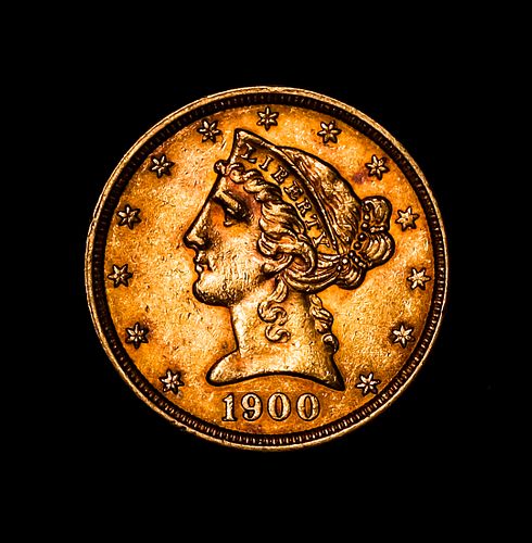 1900 $5 Liberty Head Half Eagle Gold Coin