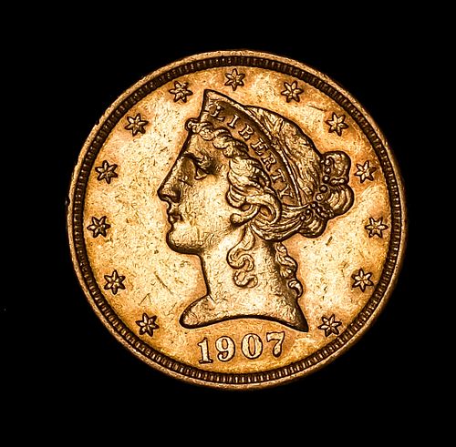 1907-D $5 Liberty Head Half Eagle Gold Coin