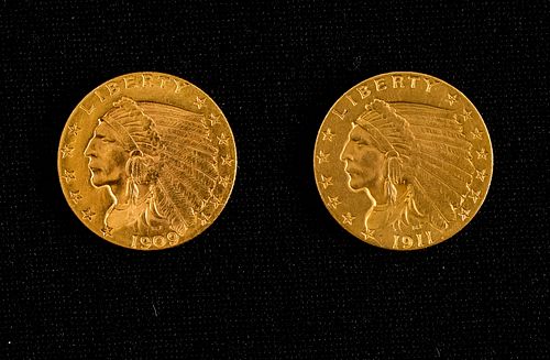 Two U.S. Indian Head Gold Quarter Eagles