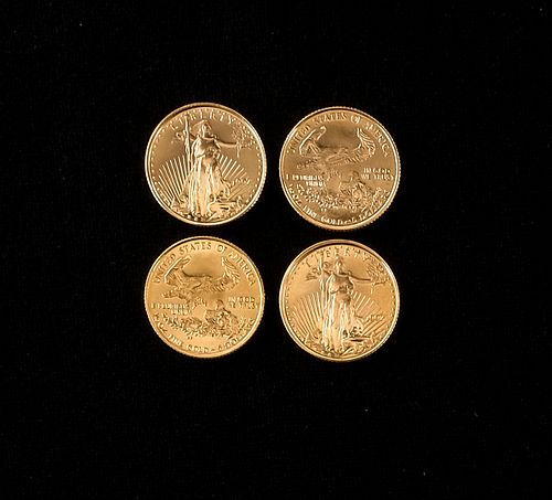 Four 1/10th Oz American Eagle Gold Coins