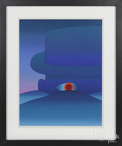 Jean Michel Folon (Belgian 1934-2005), color lithograph, titled The Eye, signed lower right