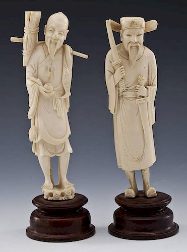 Pair of Carved Ivory Figures