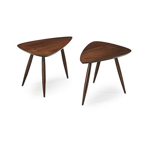 PHIL POWELL Pair of sculpted side tables