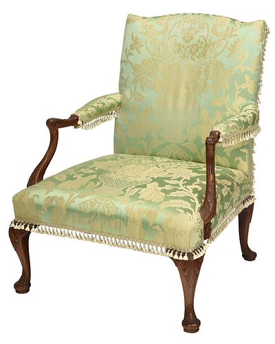 George II Style Carved Walnut Library Chair 