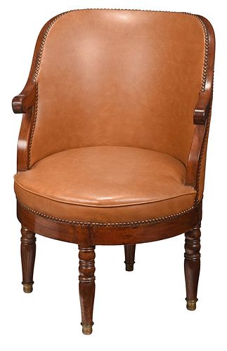 Regency Mahogany Leather Upholstered Tub Chair 