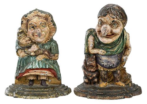 Pair of Cast Iron Punch and Judy Door Stops