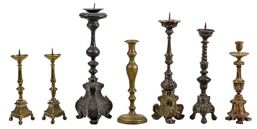Group of Seven Continental Baroque/Style Candlesticks