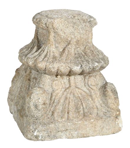 Early Carved Figural Marble Capital