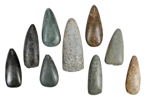 Group of Nine Small Sized Latin American Hand Axes