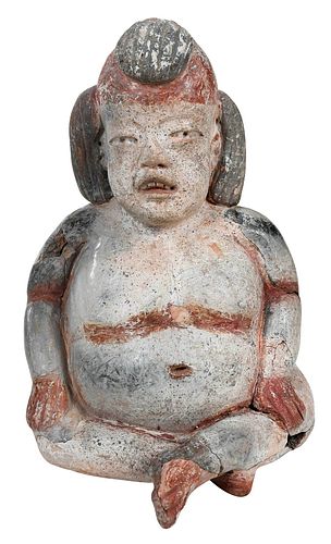 Mexican Olmec Style Rotund Hollow Seated Figure