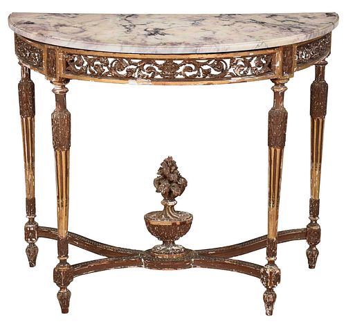 Louis XVI Carved Gilt and Marble Top Console Table