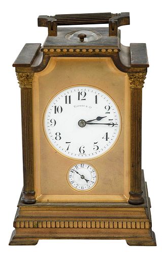 Tiffany & Co. Bronze and Glass Carriage Clock