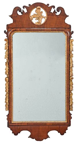 Chippendale Mahogany Carved and Parcel Gilt Mirror