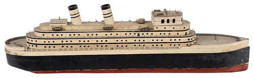 Large Folk Art Passenger Ship Model