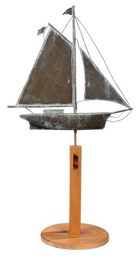 Folk Art Copper Ship Weathervane