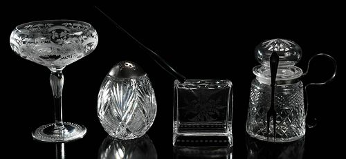 Four Cut Glass Table Objects