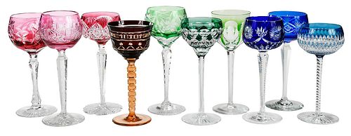 Assembled Ten Cut to Clear Glass Wine Goblets